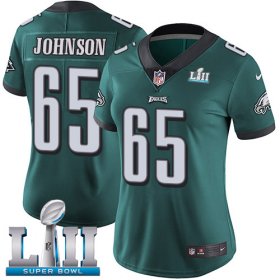 Wholesale Cheap Nike Eagles #65 Lane Johnson Midnight Green Team Color Super Bowl LII Women\'s Stitched NFL Vapor Untouchable Limited Jersey