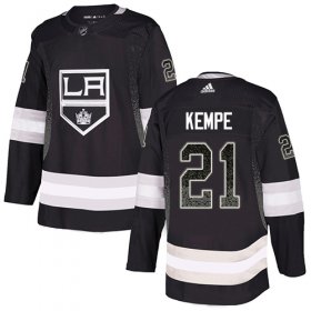 Wholesale Cheap Adidas Kings #21 Mario Kempe Black Home Authentic Drift Fashion Stitched NHL Jersey