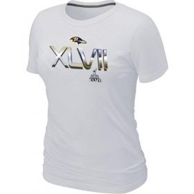 Wholesale Cheap Women\'s Baltimore Ravens 2012 Super Bowl XLVII On Our Way T-Shirt White