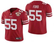 Wholesale Cheap Men's San Francisco 49ers #55 Dee Ford Red 75th Anniversary Patch 2021 Vapor Untouchable Stitched Nike Limited Jersey