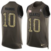 Wholesale Cheap Nike Giants #10 Eli Manning Green Men's Stitched NFL Limited Salute To Service Tank Top Jersey