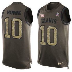 Wholesale Cheap Nike Giants #10 Eli Manning Green Men\'s Stitched NFL Limited Salute To Service Tank Top Jersey