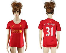 Wholesale Cheap Women\'s Liverpool #31 Sterling Red Home Soccer Club Jersey
