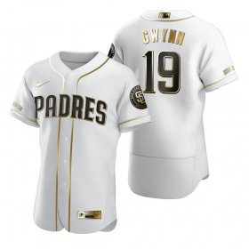 Wholesale Cheap San Diego Padres #19 Tony Gwynn White Nike Men\'s Authentic Golden Edition MLB Jersey