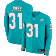 Wholesale Cheap Nike Dolphins #31 Byron Jones Aqua Green Team Color Men's Stitched NFL Limited Therma Long Sleeve Jersey
