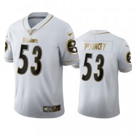 Wholesale Cheap Pittsburgh Steelers #53 Maurkice Pouncey Men\'s Nike White Golden Edition Vapor Limited NFL 100 Jersey