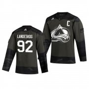 Wholesale Cheap Colorado Avalanche #92 Gabriel Landeskog Adidas 2019 Veterans Day Men's Authentic Practice NHL Jersey Camo