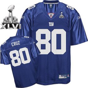 Wholesale Cheap Giants #80 Victor Cruz Blue Super Bowl XLVI Embroidered NFL Jersey