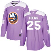 Wholesale Cheap Adidas Islanders #25 Devon Toews Purple Authentic Fights Cancer Stitched NHL Jersey