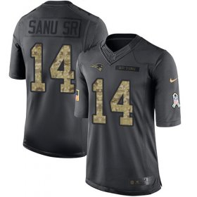 Wholesale Cheap Nike Patriots #14 Mohamed Sanu Sr Black Youth Stitched NFL Limited 2016 Salute to Service Jersey