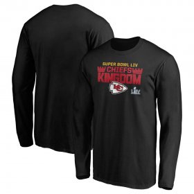 Wholesale Cheap Men\'s Kansas City Chiefs NFL Black Super Bowl LIV Bound Hometown Final Drive Long Sleeve T-Shirt