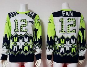 Wholesale Cheap Nike Seahawks #12 Fan White Men\'s Ugly Sweater