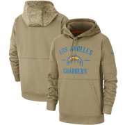 Wholesale Cheap Men's Los Angeles Chargers Nike Tan 2019 Salute to Service Sideline Therma Pullover Hoodie