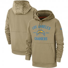 Wholesale Cheap Men\'s Los Angeles Chargers Nike Tan 2019 Salute to Service Sideline Therma Pullover Hoodie