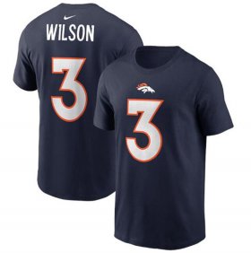 Wholesale Cheap Men\'s Denver Broncos #3 Russell Wilson 2022 Navy Name & Number T-Shirt