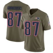 Wholesale Cheap Nike Patriots #87 Rob Gronkowski Olive Youth Stitched NFL Limited 2017 Salute to Service Jersey