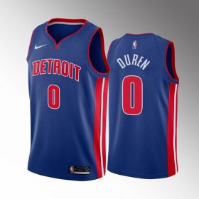Wholesale Cheap Men\'s Detroit Pistons #0 Jalen Duren 2022 Draft Blue Basketball Stitched Jersey