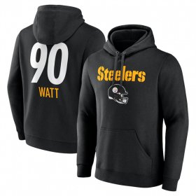 Cheap Men\'s Pittsburgh Steelers #90 T.J. Watt Black Team Wordmark Player Name & Number Pullover Hoodie
