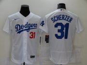 Wholesale Cheap Men's Los Angeles Dodgers #31 Max Scherzer White Stitched MLB Flex Base Nike Jersey