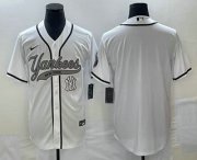 Cheap Men's New York Yankees Blank White Cool Base Stitched Baseball Jersey