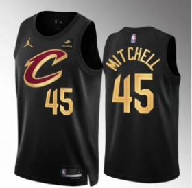 Wholesale Cheap Men\'s Cleveland Cavaliers #45 Donovan Mitchell Black Statement Edition Stitched Jersey