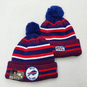 Wholesale Cheap Bills Team Logo Red Royal 100th Season Pom Knit Hat YD