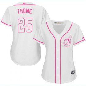 Wholesale Cheap Indians #25 Jim Thome White/Pink Fashion Women\'s Stitched MLB Jersey