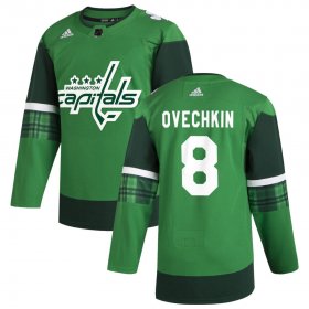 Wholesale Cheap Washington Capitals #8 Alex Ovechkin Men\'s Adidas 2020 St. Patrick\'s Day Stitched NHL Jersey Green