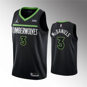 Wholesale Cheap Men\'s Minnesota Timberwolves #3 Jaden McDaniels Black Statement Edition Stitched Jersey