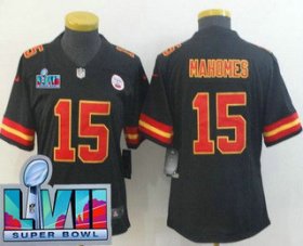Cheap Women\'s Kansas City Chiefs #15 Patrick Mahomes Limited Black Super Bowl LVII Vapor Jersey