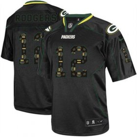 Wholesale Cheap Nike Packers #12 Aaron Rodgers New Lights Out Black Men\'s Stitched NFL Elite Jersey