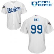 Wholesale Cheap Dodgers #99 Hyun-Jin Ryu White New Cool Base 2018 World Series Stitched MLB Jersey