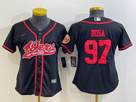 Wholesale Cheap Women\'s San Francisco 49ers #97 Nick Bosa Black With Patch Cool Base Stitched Baseball Jersey