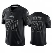 Wholesale Cheap Men's Los Angeles Chargers #70 Rashawn Slater Black Reflective Limited Stitched Football Jersey
