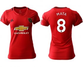 Wholesale Cheap Women\'s Manchester United #8 Mata Red Home Soccer Club Jersey