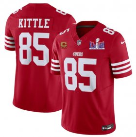 Cheap Men\'s San Francisco 49ers #85 George Kittle Red 2024 F.U.S.E. Super Bowl LVIII Patch And 4-star C Patch Vapor Untouchable Limited Football Stitched Jersey