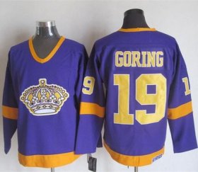 Wholesale Cheap Kings #19 Butch Goring Purple/Yellow CCM Throwback Stitched NHL Jersey