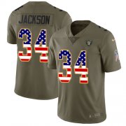 Wholesale Cheap Nike Raiders #34 Bo Jackson Olive/USA Flag Youth Stitched NFL Limited 2017 Salute to Service Jersey