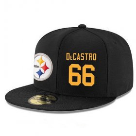 Wholesale Cheap Pittsburgh Steelers #66 David DeCastro Snapback Cap NFL Player Black with Gold Number Stitched Hat