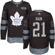 Wholesale Cheap Adidas Maple Leafs #21 Bobby Baun Black 1917-2017 100th Anniversary Stitched NHL Jersey