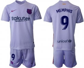 Wholesale Cheap Men 2021-2022 Club Barcelona away purple 9 Soccer Jersey