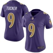 Wholesale Cheap Nike Ravens #9 Justin Tucker Purple Women's Stitched NFL Limited Rush Jersey
