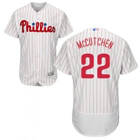 Wholesale Cheap Phillies #22 Andrew McCutchen White(Red Strip) Flexbase Authentic Collection Stitched MLB Jersey
