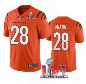 Wholesale Cheap Men\'s Cincinnati Bengals #28 Joe Mixon 2022 Orange Super Bowl LVI Vapor Limited Stitched Jersey