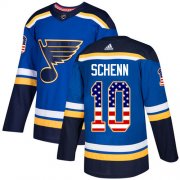 Wholesale Cheap Adidas Blues #10 Brayden Schenn Blue Home Authentic USA Flag Stitched NHL Jersey
