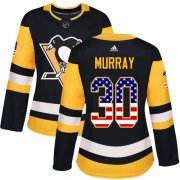 Wholesale Cheap Adidas Penguins #30 Matt Murray Black Home Authentic USA Flag Women's Stitched NHL Jersey
