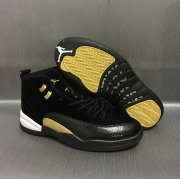 Wholesale Cheap Air Jordan 12 Retro Custom Shoes Black/Gold-White