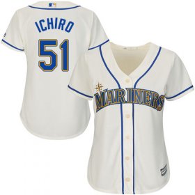 Wholesale Cheap Mariners #51 Ichiro Suzuki Cream Alternate Women\'s Stitched MLB Jersey