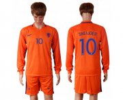 Wholesale Cheap Holland #10 Sneijder Home Long Sleeves Soccer Country Jersey