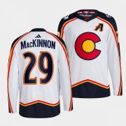 Wholesale Cheap Men's Colorado Avalanche #29 Nathan MacKinnon White 2022-23 Reverse Retro Stitched Jersey
